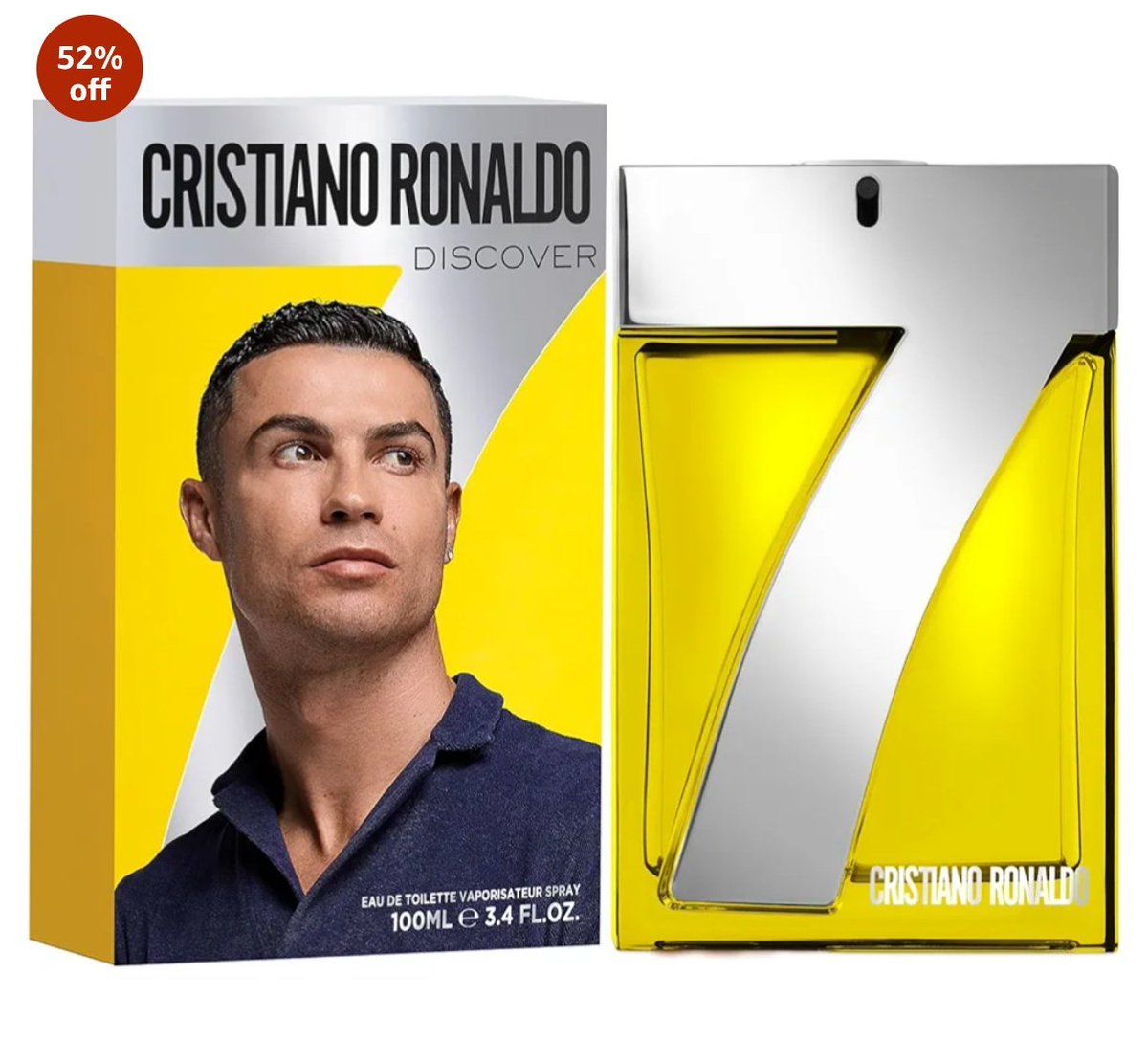 AMAZONSALE69's tweet photo. Smell bold like CR7 🐐
Cristiano Ronaldo Discover Eau de Toilette for Men - 100ml

MRP ₹7,700 → Now ₹3,695 (-52%)

ICICI Credit: ₹3,325 
 Debit: ₹3,395
Amazon Pay Later: ₹3,645
🛒 Grab it now → [https://t.co/GCbotSDPl1]
#CR7Discover #luxarybeauty #MensFragrance #CR7𓃵 https://t.co/VdSWOPWSH5