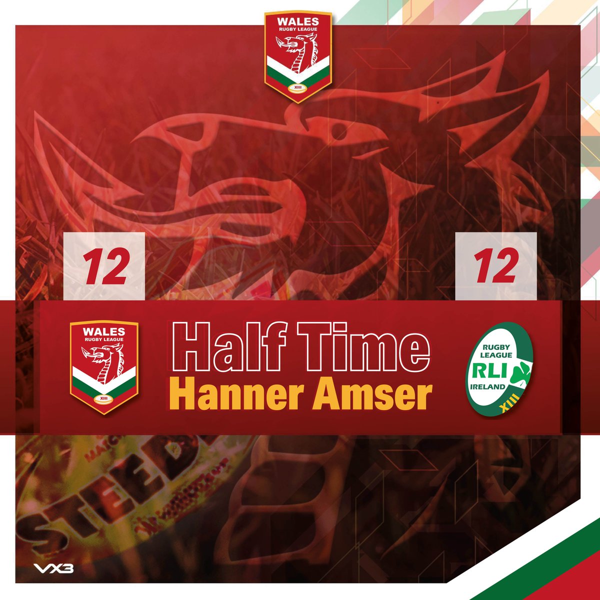 Hanner Amser🏴󠁧󠁢󠁷󠁬󠁳󠁿

After a very competitive first half, we go in level in this U16 international at <a href="/neathrfc/">Neath RFC</a>.

Watch the game live on our YouTube channel at youtube.com/@CymruRL