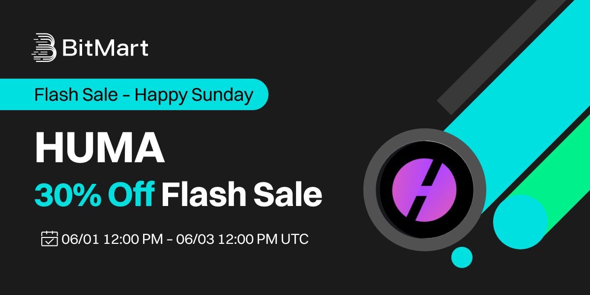 🔥"Flash Sale – Happy Sunday" HUMA 30% OFF is NOW on #BitMart Launchpad! 
 
🎟️ Join now to grab your ticket &amp; get your share of 214,156.2 HUMA.

⏳Participation Period：06/01 12:00 PM – 06/03 12:00 PM UTC
 
👉Join Now：bitmart.com/launchpad-deta…

#FlashSale #HUMA #Crypto