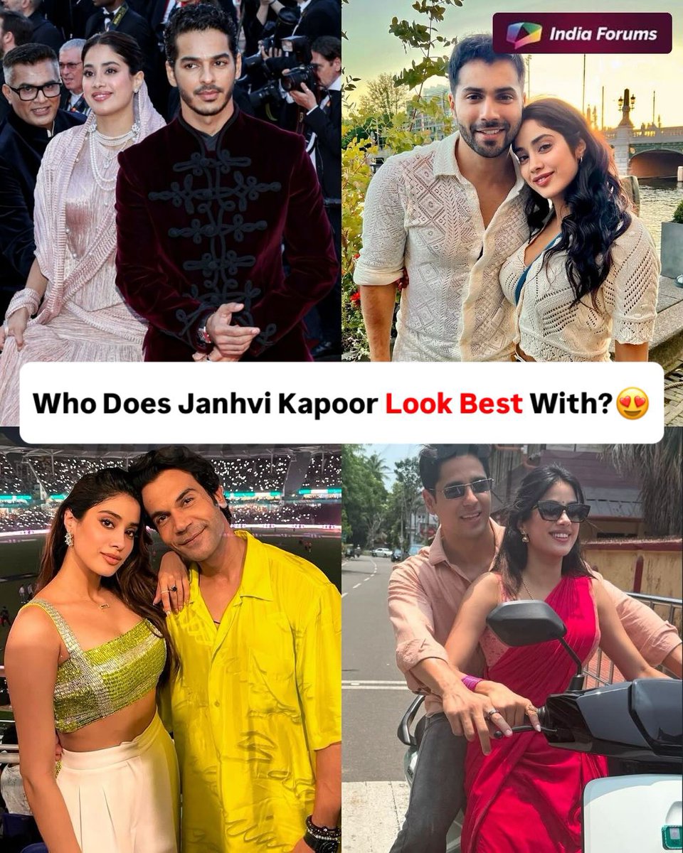 indiaforums's tweet photo. Who does Janhvi Kapoor look best with??😍
.
.
#janhvikapoor #bollywoodcouple #bollywoodpair #bollywood #indiaforums #if https://t.co/SQgr3A40gw