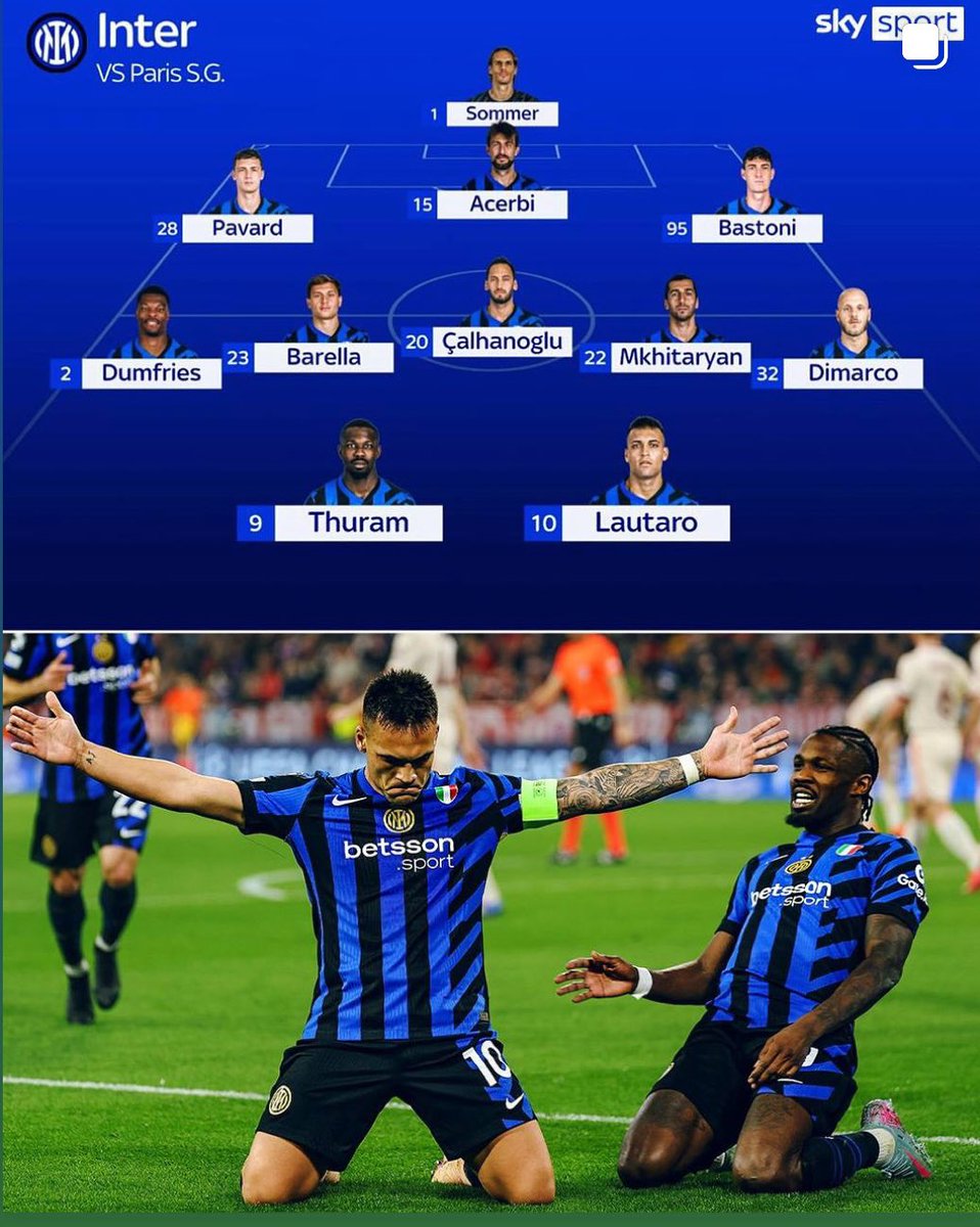 L’Inter questa sera nella finale di Champions League. Confermato. 
<a href="/SkySport/">skysport</a> <a href="/APaventi/">Andrea Paventi</a>