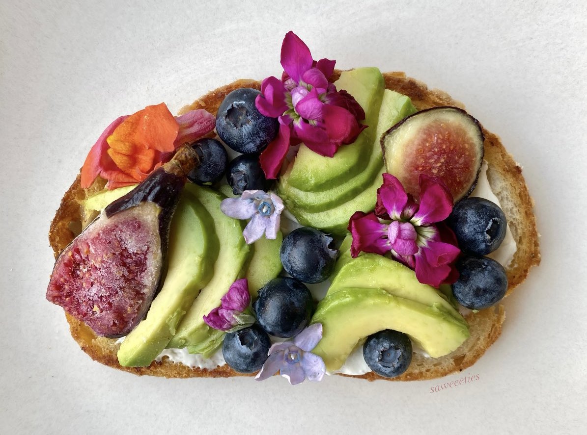 avocado toast on pan fried sourdough
