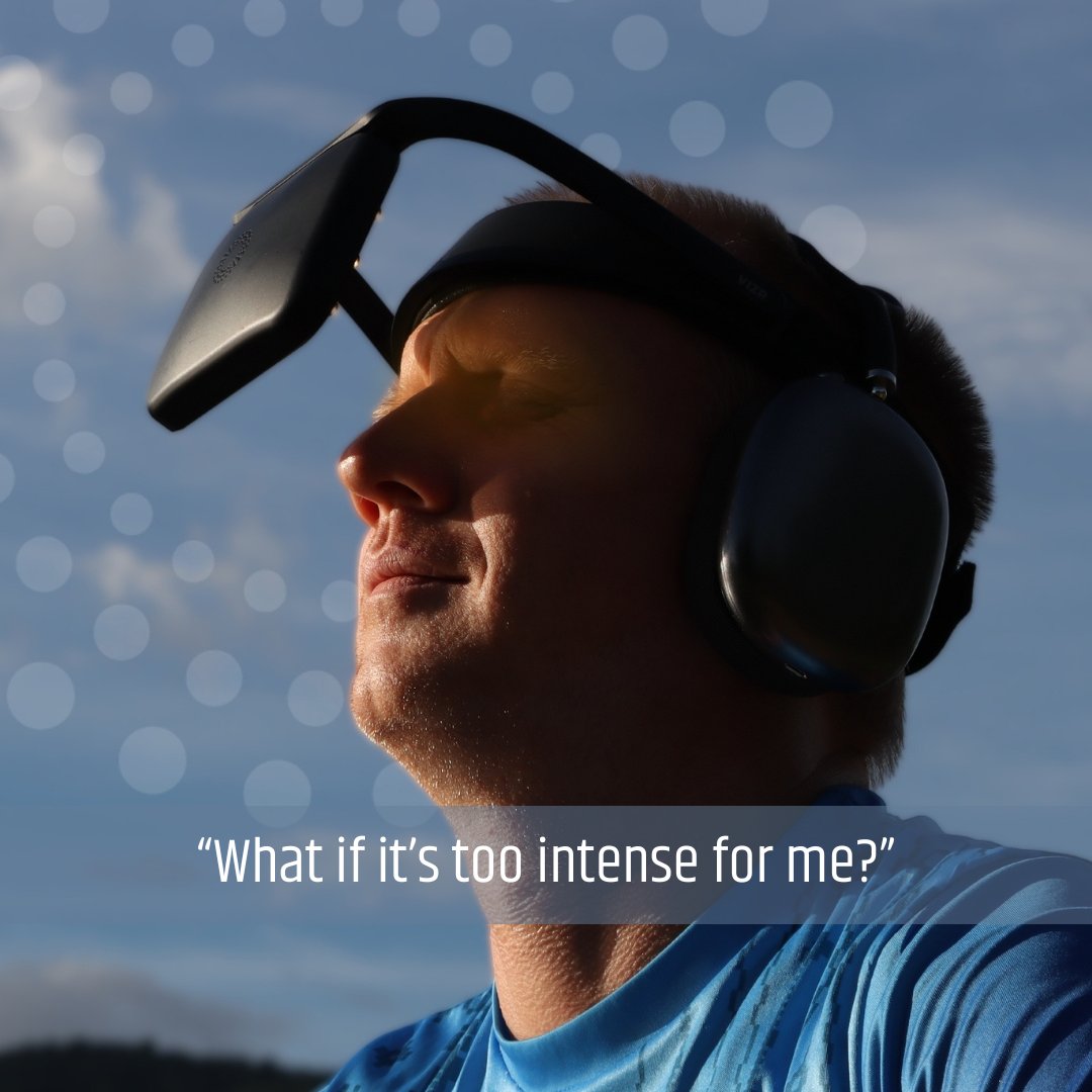 Meriamboldewijn's tweet photo. Worried it might be too much?

You control the brightness, sound &amp; time.
Start with 2 minutes. Grow as you go.

neuroVIZR isn’t about overwhelm — it’s about trust.

➡️ Next: “Is this safe?” We’ll show you what to expect.
 #neurovizr #wellness #BrainHealth https://t.co/YZOZNffZwJ