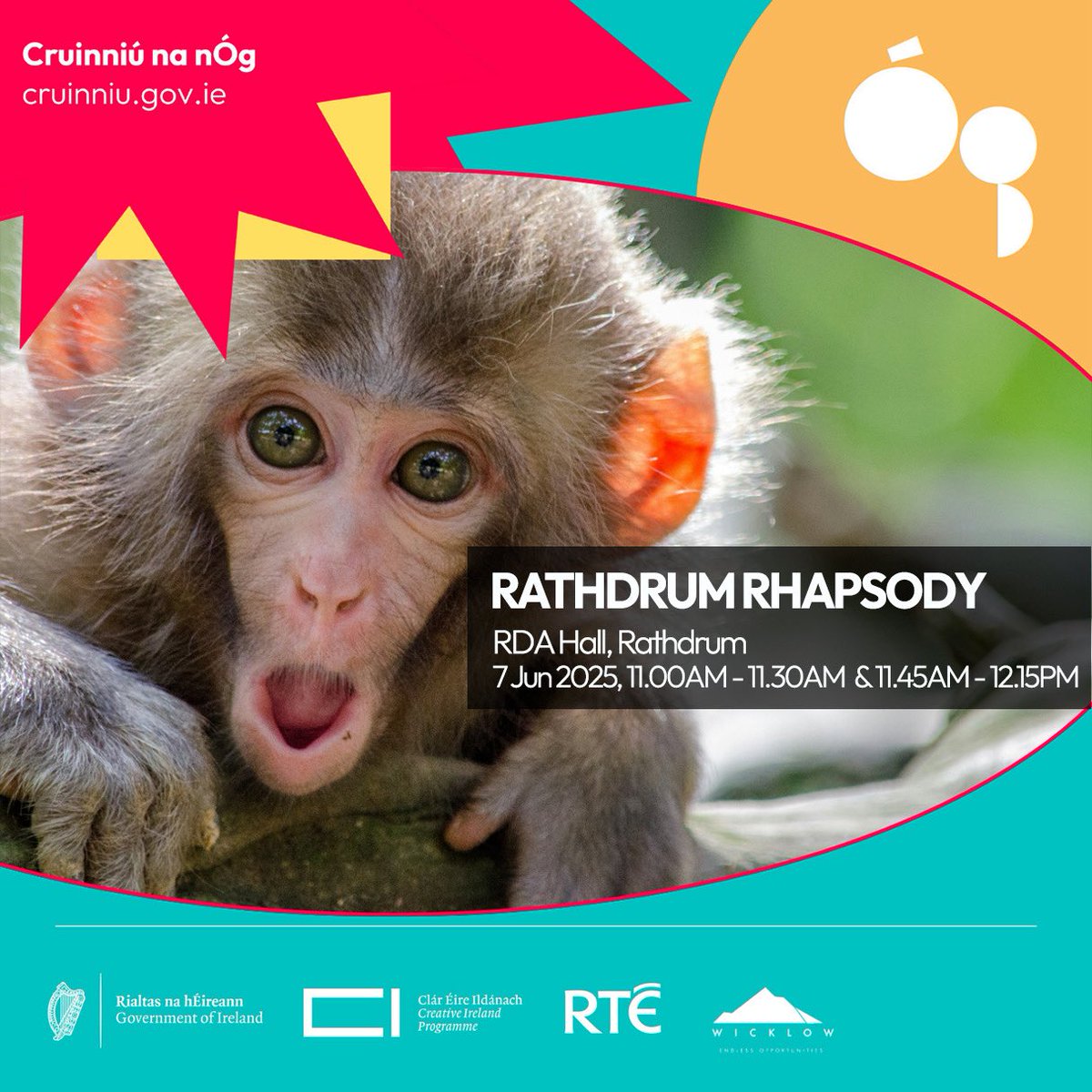 artsoffice's tweet image. 🎶 Rathdrum Rhapsody – a magical show of music & poetry by local schoolchildren, created with poet Colm Keegan & composer Fionn Foley!
📍 RDA Hall, Rathdrum
🎟️ Free but ticketed – only 65 seats/show!
👉 cruinniu.gov.ie/events/locatio…
#CruinniúnanÓg #UnleashYourCreativeSpark