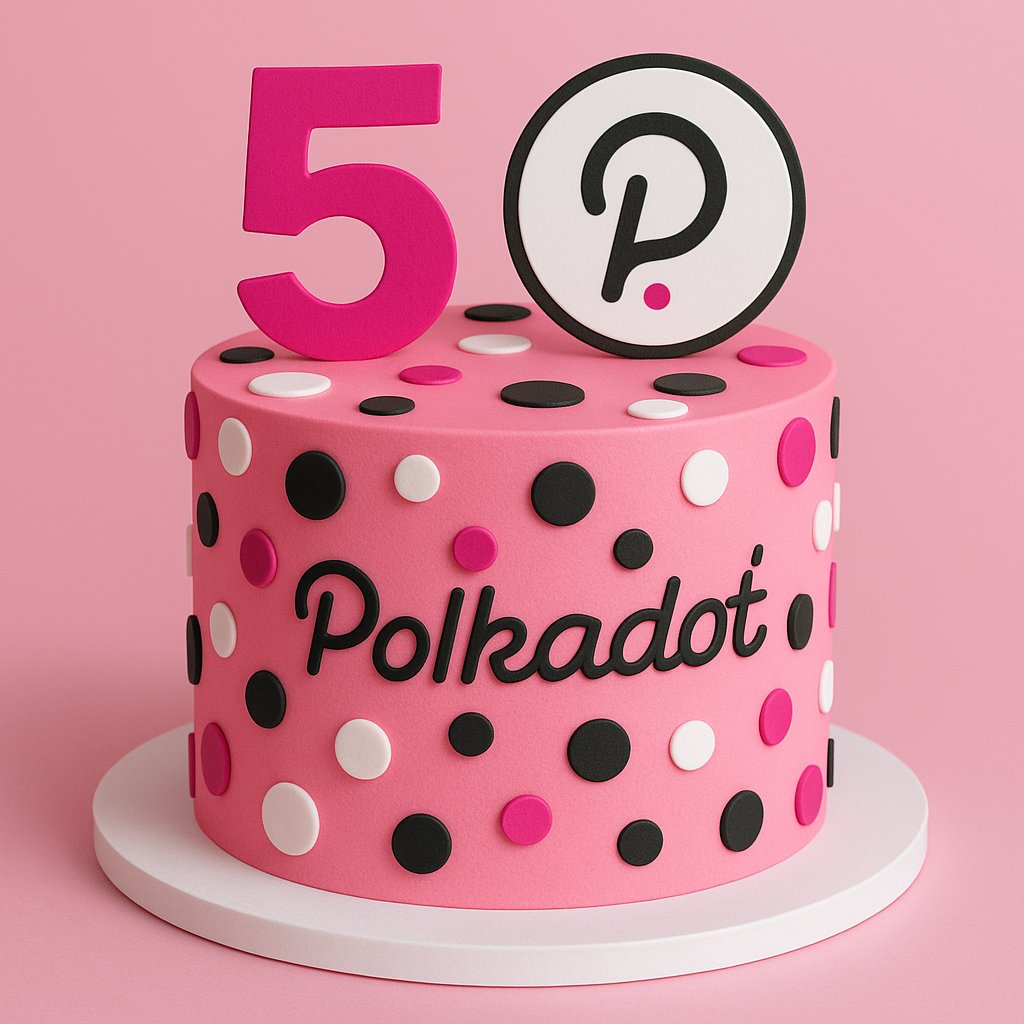 Happy Belated 5th Birthday to <a href="/Polkadot/">Polkadot</a> 🥳

Mainnet went live May 26, 2020

I participated in the $DOT ICO in October 2017

Still holding, in <a href="/gavofyork/">Gavin Wood</a> we trust 🎀