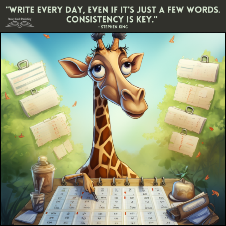"Write every day, even if it's just a few words. Consistency is key." - Stephen King
Visit: StoneyCreekPublishing.com

#AuthorTips #BookAuthors #StoneyCreekPublishing #StevenKing