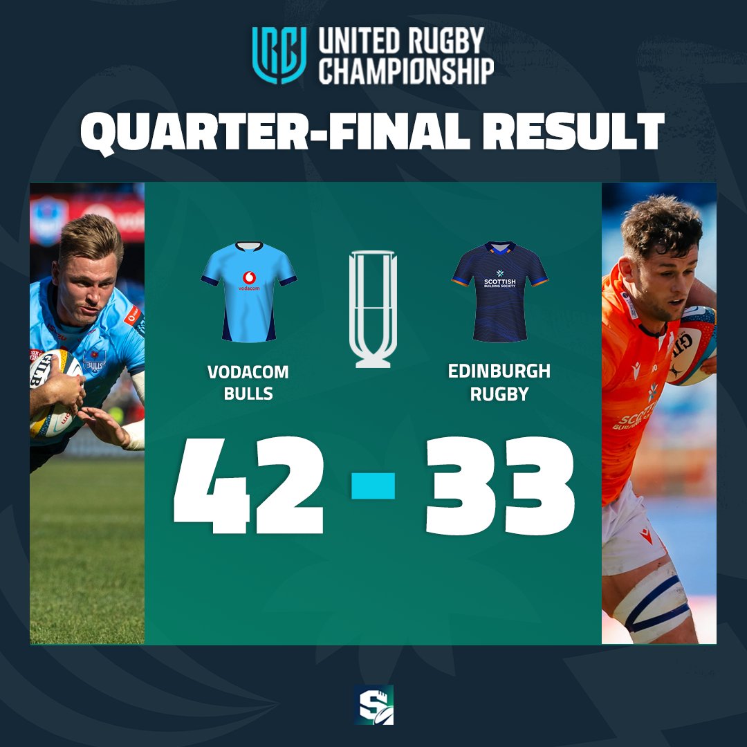 A great effort from Edinburgh who led at half-time in Pretoria, but the Bulls turn things around and progress to the #URC semi-finals where they'll host either the Sharks or Munster 🐂🇿🇦