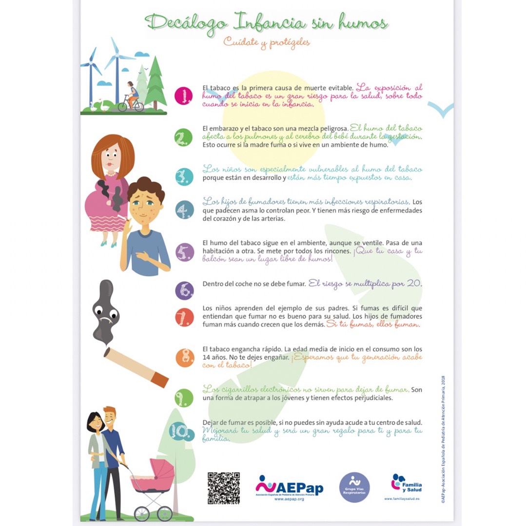 🚭Día Mundial sin Tabaco
Desde la #aepap nos unimos a la campaña de la OMS “Desenmascaremos su atractivo” y, para ello, compartimos el Decálogo <a href="/familiaysalud/">Familia y salud</a> Infancia sin humos. No a los malos humos #infancia #adolescente #DíaMundialsinTabaco
