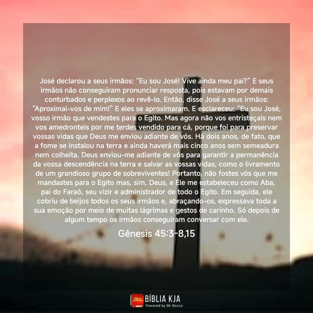 Jeanbsilva's tweet photo. O perdão de José veio com a consciência do propósito de Deus em preservar a linhagem da família e assim consequentemente do Messias vindouro. Nada melhor que entendermos os desígnios de Deus em nossas vidas e aceitar os caminhos que nos são propostos. Faça o melhor! #rpsp #Gen45 https://t.co/UjEL44LW4w