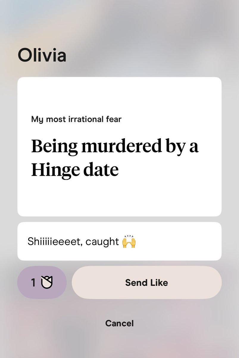 Day 1 back on hinge and I’m already fighting for my life