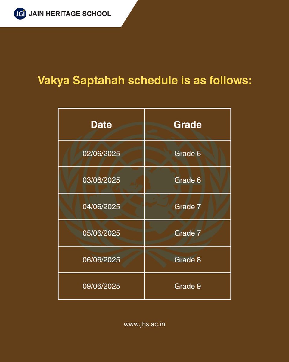 Get ready to speak up, stand out, and lead!
 JAIN Heritage School, in association with We Learn India, presents Vakya Saptahah – an exciting MUN Workshop + Soft Skills Program from June 2–9, 2025, for Grades 6 to 9.