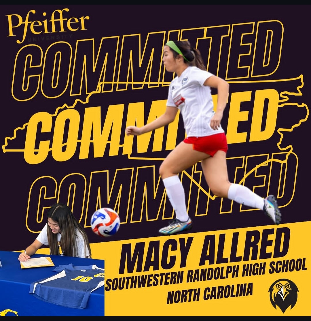 Please welcome Macy Allred to the Pfeiffer Family. Macy played her high school soccer at Southwestern Randolph and club soccer with NC Fusion!