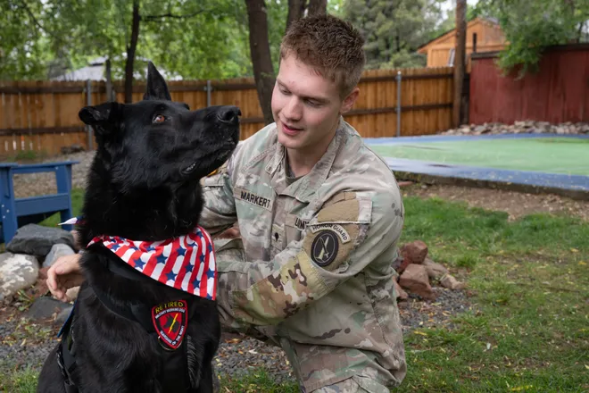 Watch military dog who protected Trump, Biden reunite with former handler,

Attila, a 6-year-old German Shepherd, received an early retirement after developing a series of health complications, including a cancerous tumor on his ear.
usatoday.com/story/life/pet…