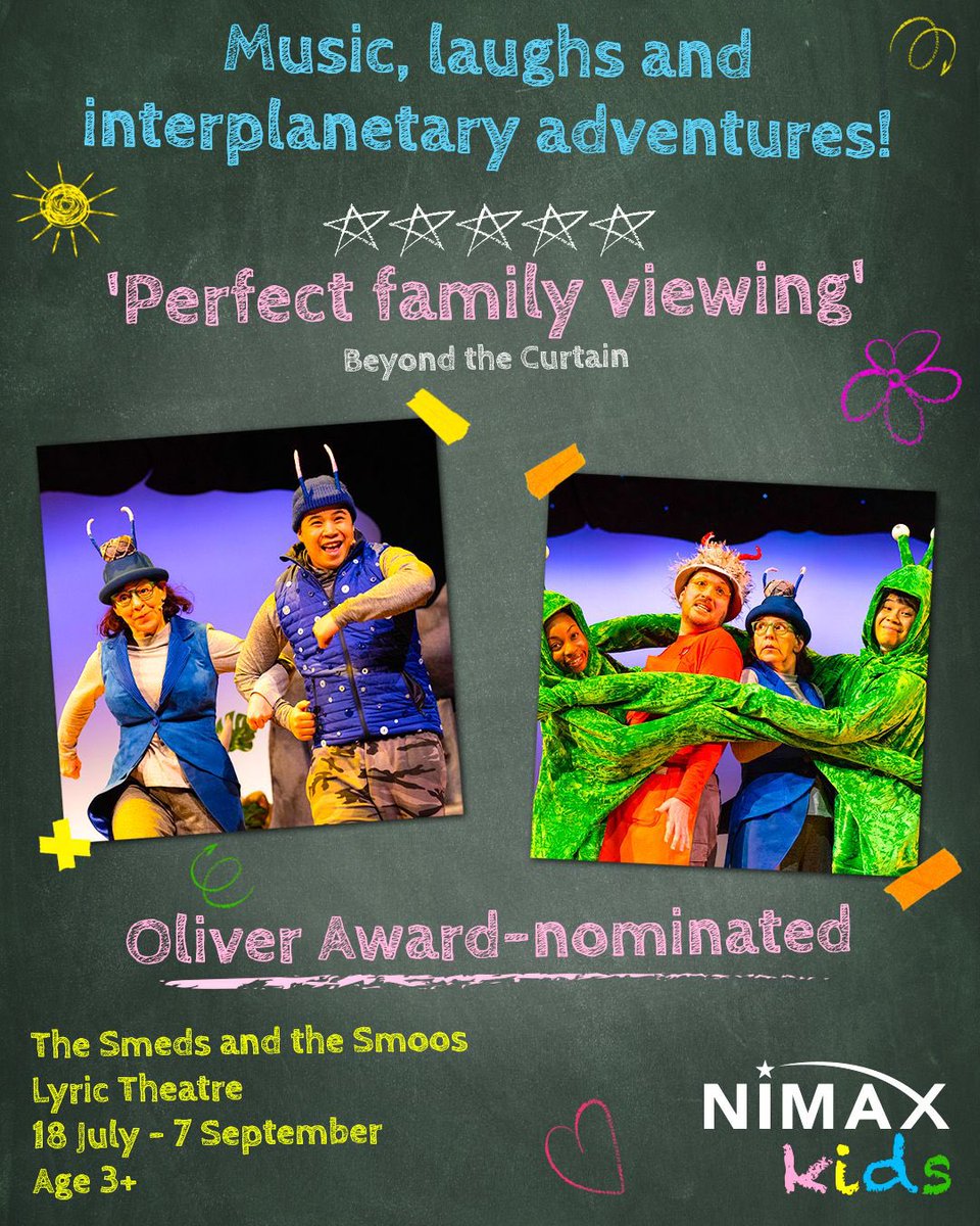 NimaxTheatres's tweet image. Nimax Kids is BACK! 🎉
Kicking off this July, experience a summer full of theatrical family fun with The Smeds and the Smoos and Horrible Histories: Barmy Britain ☀️
With tickets from just £10, head to the link in bio to book now 🎟️