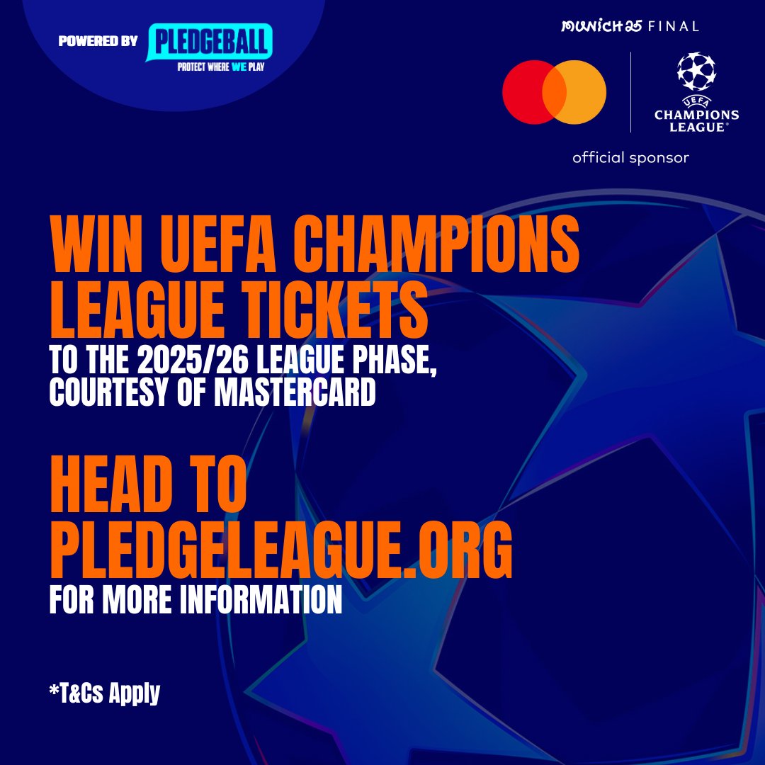 ⚽️ It’s #UCL final time!

Even if you're not in Munich, you can still get involved and make a difference.

Join the #PledgeLeague:
✅ Pick your team
✅ Make eco pledges
⬆️ Climb the leaderboard
🎟️ Win UCL 25/26 tickets thanks to Mastercard (T&amp;Cs apply)

pledgeleague.org