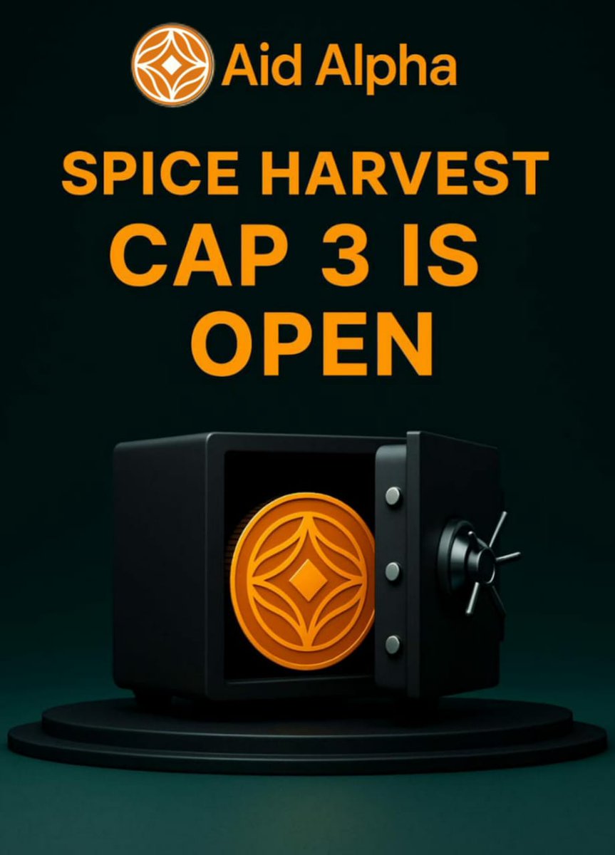 Dimpleiciious's tweet photo. 🚨 Cap 3 of The Spice Harvest by GAIB is officially LIVE!
After smashing $15M in Cap 2 in under 2 hours, we’re back for another round of spice. 🌶️🔥
#GAIB #SpiceHarvest #Cap3 $AID https://t.co/0yuiww6NXE
