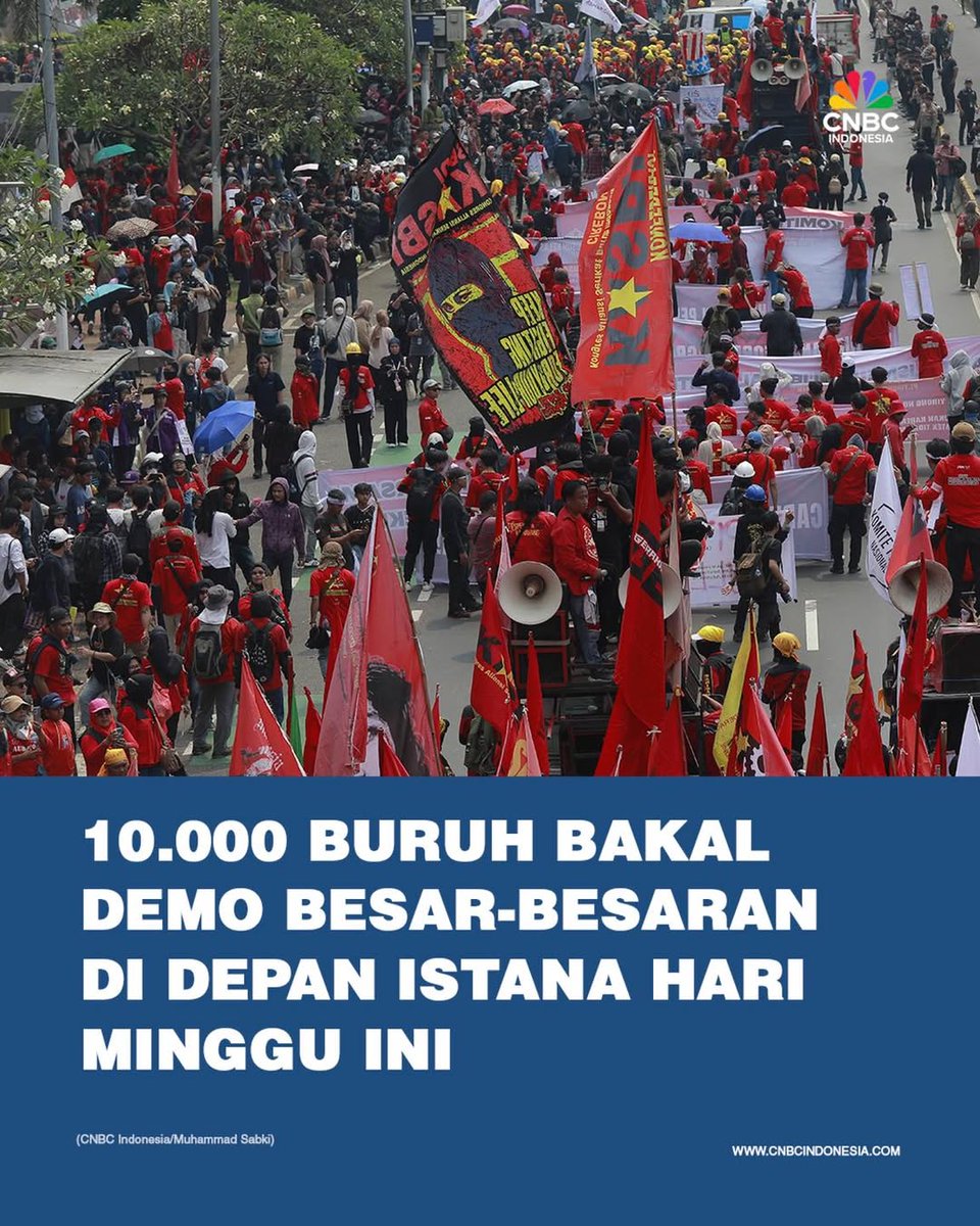 Marak terjadi PHK, 
10.000 buruh bakal demo di depan istana negara besok.

Ini yg mau pada demo gak percaya sama janji 19 juta lapangan pekerjaan apa ya?! 🤭