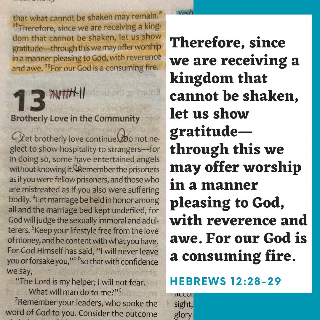 ravdaveed's tweet image. Shabbat Shalom!!! What a great reminder as I’m getting ready for service this morning. #Hebrews12v28to29 #TLV #TLVBible
•
#WWL #WordAsAWayOfLife #CoffeeAndTheBible #Discipleship #CamperLife #ShabbatShalom