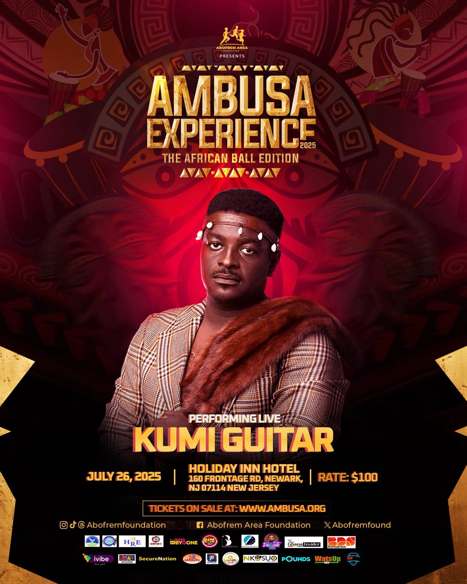 The Abofrem Area Foundation (@abofremfound) on Twitter photo .<a href="/KumiGuitarGh/">Nana Yaw Kumi</a> | โAMBUSA EXPERIENCE 2025 - The African Ball Editionโ. ๐ค๐๏ธ๐ ๐๐๐บ๐พ๐ฅ
๐๏ธ: Saturday, July 26 2025
๐: Holiday Inn Hotel,
160 Frontage Rd, Newark NJ 07114
๐๐: Red Carpet ( 6pm - 7pm)
๐ฐ๏ธ: 7pm (Main Show)
๐ต: $100
๐ซ : ambusa.org
#AMBUSA25 .<a href="/KumiGuitarGh/">Nana Yaw Kumi</a> | โAMBUSA EXPERIENCE 2025 - The African Ball Editionโ. ๐ค๐๏ธ๐ ๐๐๐บ๐พ๐ฅ
๐๏ธ: Saturday, July 26 2025
๐: Holiday Inn Hotel,
160 Frontage Rd, Newark NJ 07114
๐๐: Red Carpet ( 6pm - 7pm)
๐ฐ๏ธ: 7pm (Main Show)
๐ต: $100
๐ซ : ambusa.org
#AMBUSA25