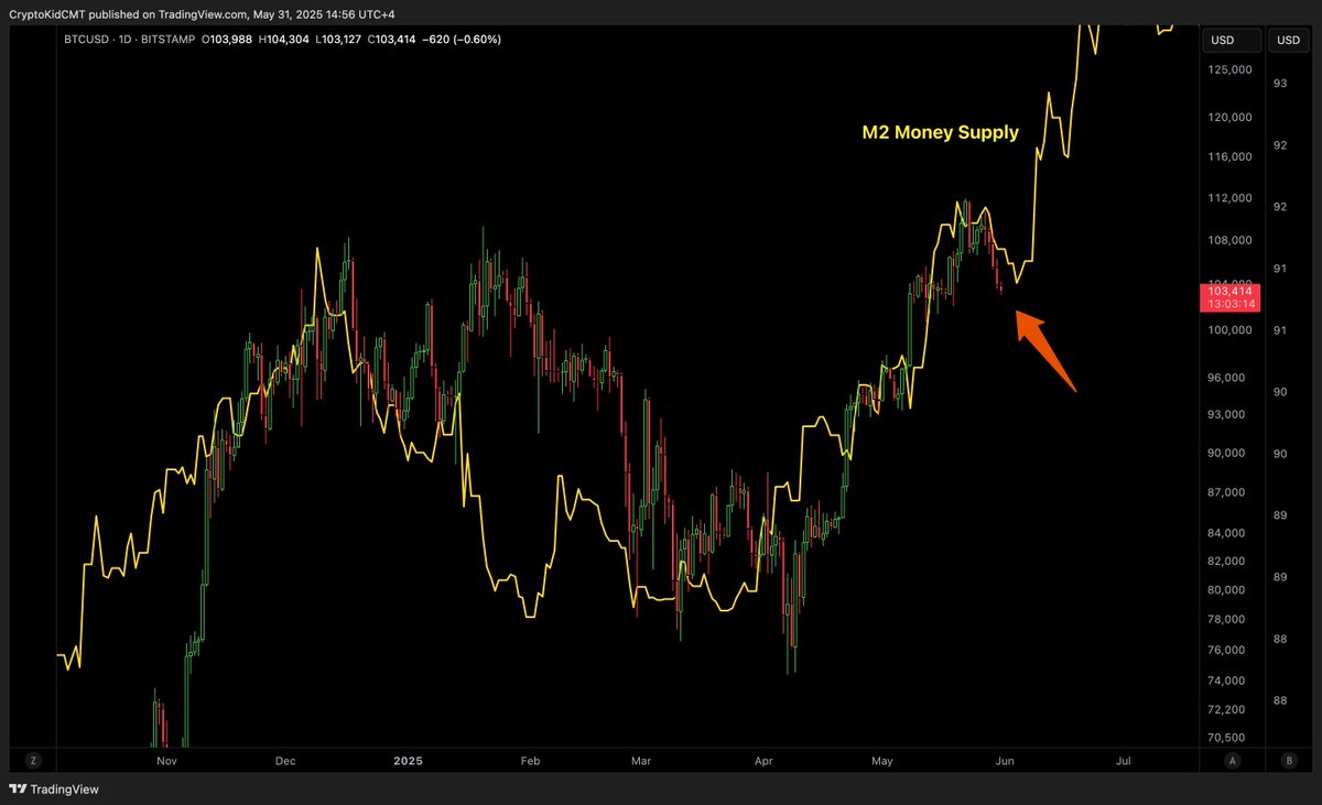 According to the M2 Money Supply, Bitcoin should continue going parabolic AFTER this mini-dump.