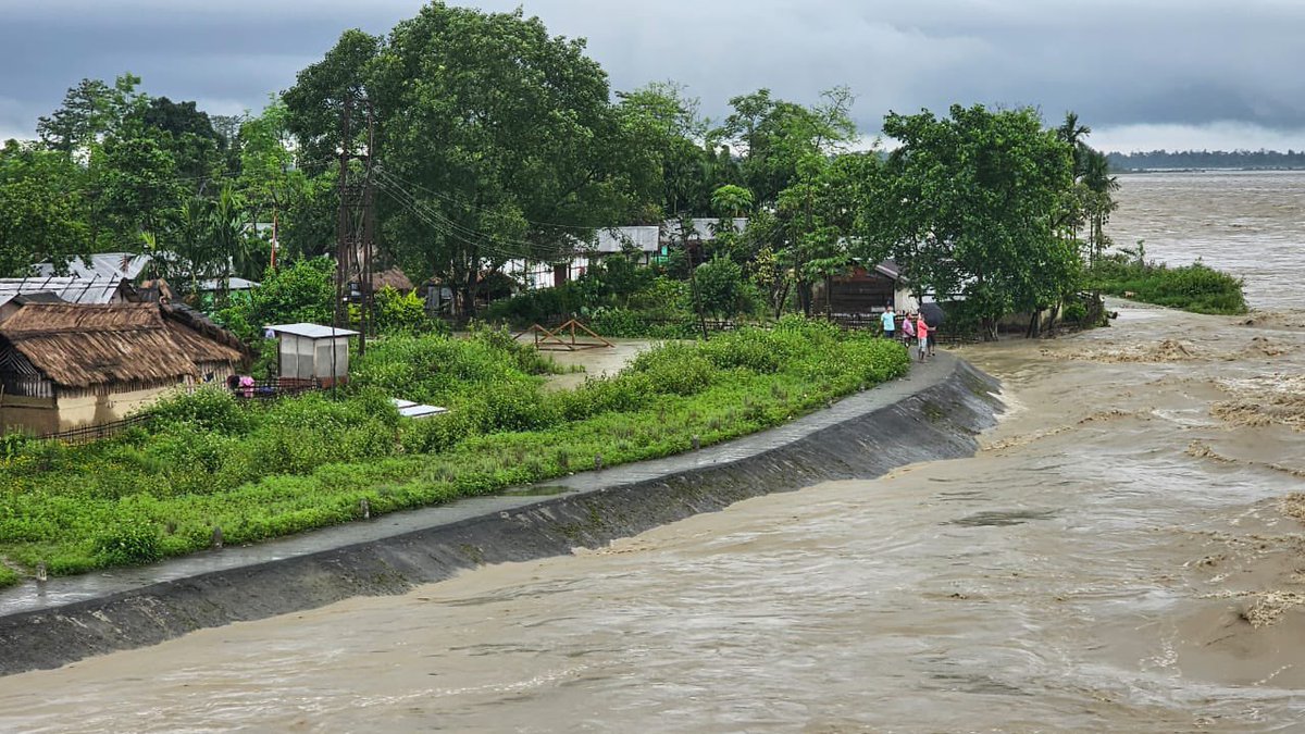 The Lohit River enters on the downstream side of the Alubari Bridge.