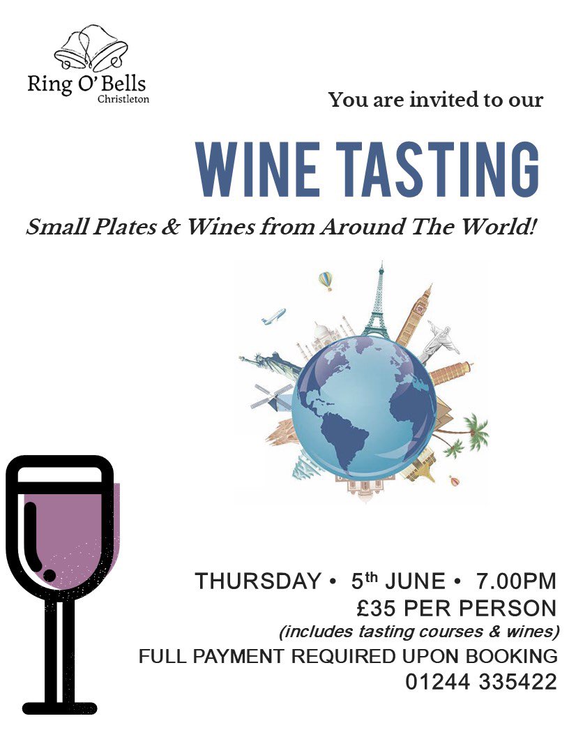 Ring O' Bells (@ringobellsch3) on Twitter photo We still have a few spaces left for our next Wineπ· Tasting π§ evening on Thursday. Give us a call π to book your seats for a fun night π
<a href="/ShitChester/">12 years of Shitchester</a> <a href="/TasteCheshire/">Taste Cheshire</a> <a href="/MktgCheshire/">Marketing Cheshire</a> <a href="/IanWadey/">Ian Wade</a> <a href="/VisitChester_/">Visit Chester</a> <a href="/VisitCheshire/">Visit Cheshire</a> <a href="/chestertweetsuk/">#chestertweets</a> <a href="/BDDCChester/">Chester Daily Deals</a> We still have a few spaces left for our next Wineπ· Tasting π§ evening on Thursday. Give us a call π to book your seats for a fun night π
<a href="/ShitChester/">12 years of Shitchester</a> <a href="/TasteCheshire/">Taste Cheshire</a> <a href="/MktgCheshire/">Marketing Cheshire</a> <a href="/IanWadey/">Ian Wade</a> <a href="/VisitChester_/">Visit Chester</a> <a href="/VisitCheshire/">Visit Cheshire</a> <a href="/chestertweetsuk/">#chestertweets</a> <a href="/BDDCChester/">Chester Daily Deals</a>