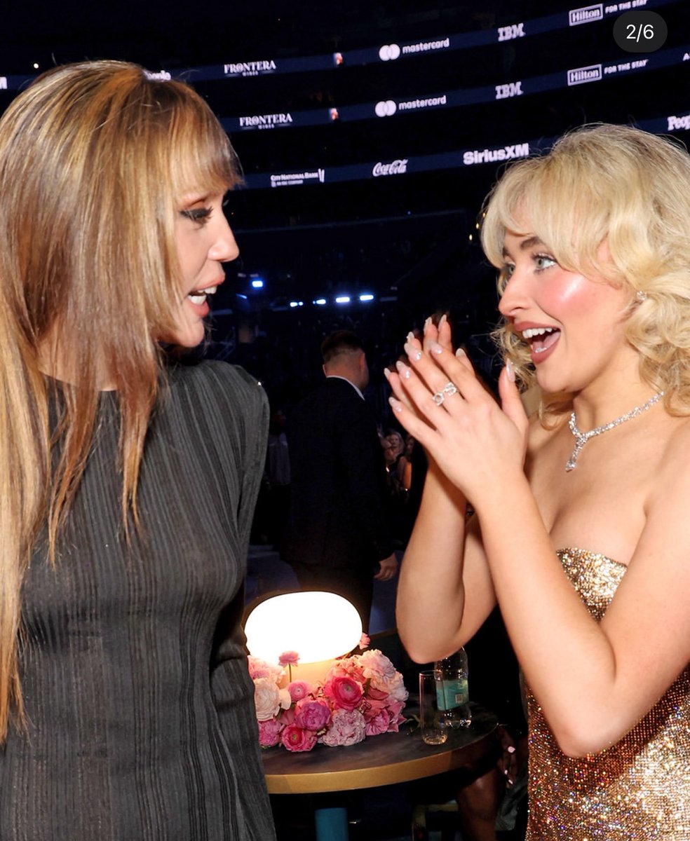 Miley Cyrus admits she often worries about Sabrina Carpenter’s well-being after their encounters due to the ‘Short n’ Sweet’ singer’s demanding schedule: 

“Every time I see her I have the urge to ask her if she’s OK. I’ll see she’s performing in Ireland, and then the next day