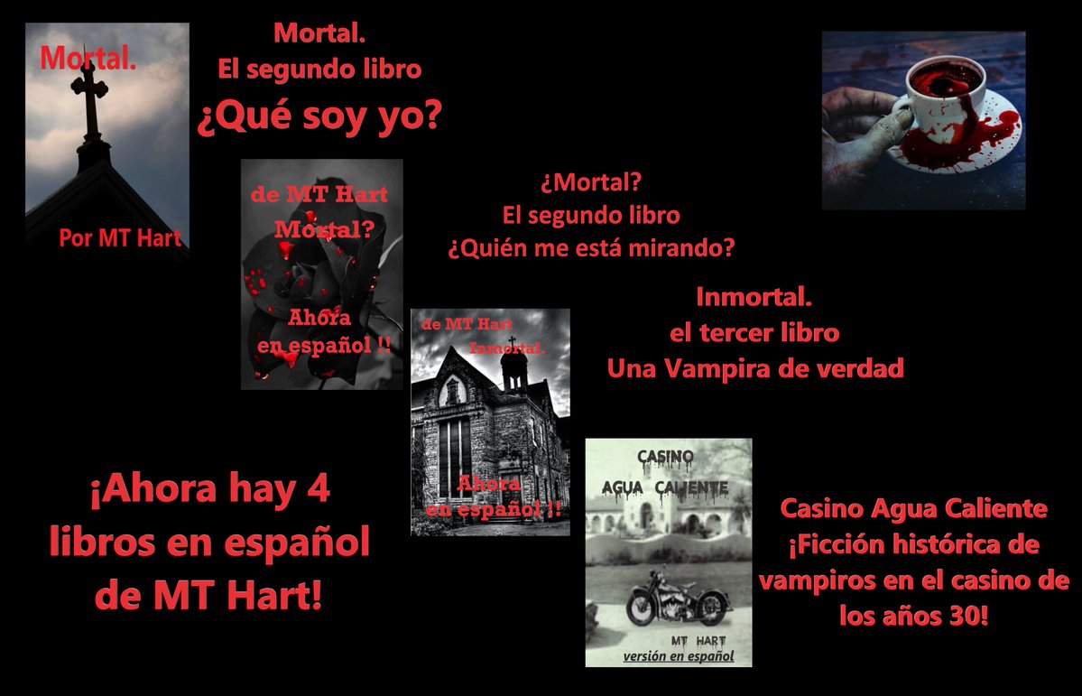 Panda Editing and Translating Services (@panda_editing) on Twitter photo ¡En español a Draft2digital/books2read!
By <a href="/MTHart12/">Author MT Hart</a>
LibrosRecomendados libros vampiro horror
Mortal.
books2read.com/b/b6VBvp
Mortal?
books2read.com/b/4X5xQa
Inmortal.
books2read.com/u/3JB16K
Casino Agua Caliente
books2read.com/u/bW0kvG ¡En español a Draft2digital/books2read!
By <a href="/MTHart12/">Author MT Hart</a>
LibrosRecomendados libros vampiro horror
Mortal.
books2read.com/b/b6VBvp
Mortal?
books2read.com/b/4X5xQa
Inmortal.
books2read.com/u/3JB16K
Casino Agua Caliente
books2read.com/u/bW0kvG