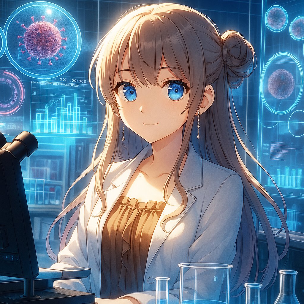 AnimeGirlADay's tweet photo. Meet Microgist, the embodiment of the "'Microbiologist" concept.
She studies microscopic life and processes, including growth, interactions, and traits of organisms such as bacteria,algae,fungi, and certain parasites and their vectors.
#microbiologist #animegirl #anime #AI #AIart https://t.co/o6Nja6XxhN