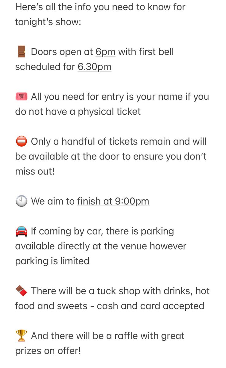 Reminder:
This show will be in aid of Giving Hope, a great cause which supports vulnerable children and young people with their mental health using different therapies.