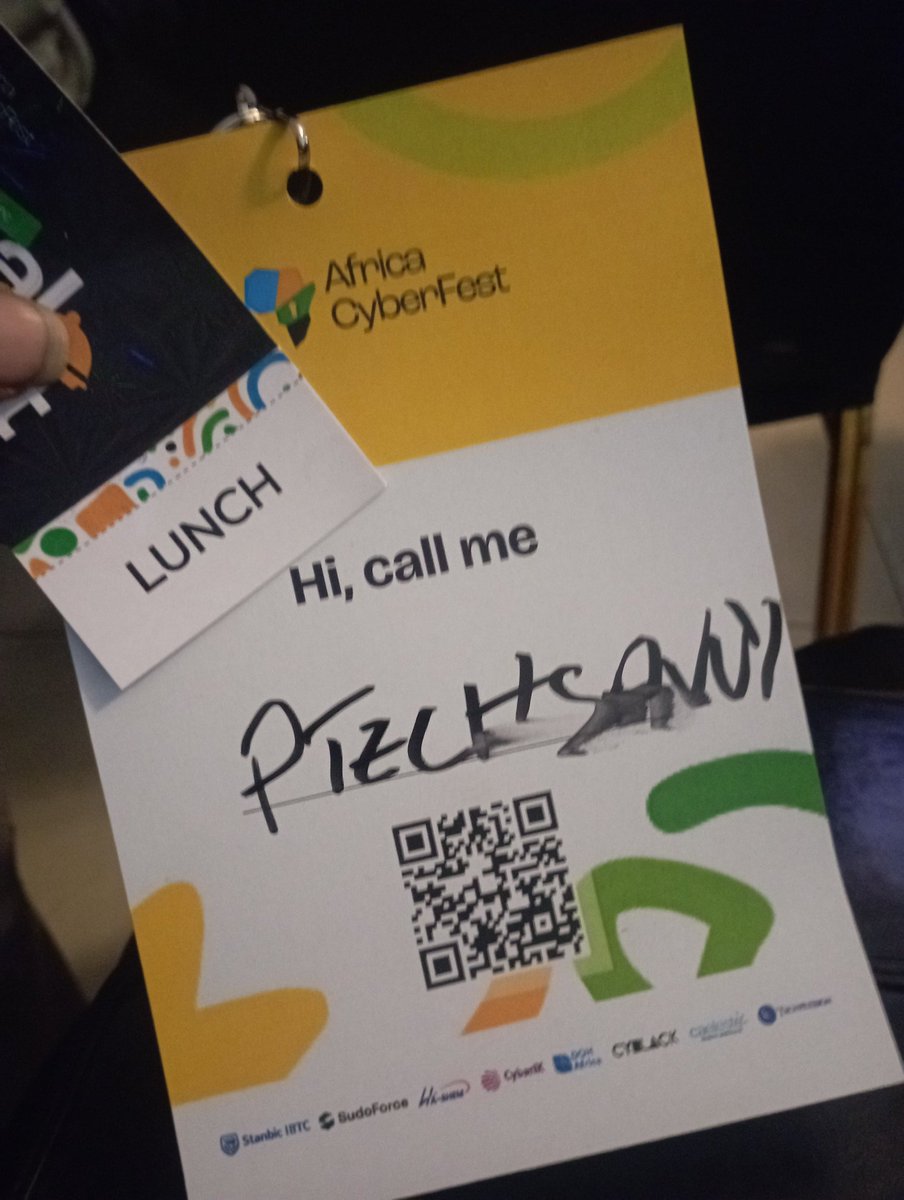 Am live at <a href="/africacyberfest/">Africa CyberFest</a> . Find me!
#africacyberfest #CyberSecurity