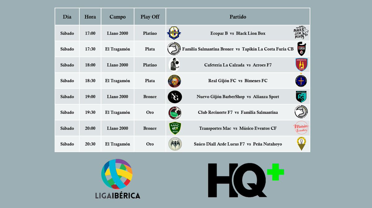 "SEMIFINALES PLAY OFF" 🏆⚽

👉 Partidos retransmitidos en directo <a href="/golplustv/">GOLPLUS TV</a>  📺💻📱

Web --> hqsport.plus/club/ligaiberi… 👀

Suerte a todos los equipos 🍀💪

#LadeSiempre #jugamosiberica #hacemosiberica