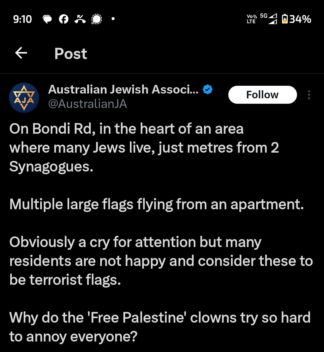 Yo - the AJA is doxxing someone for having a Palestinian flag again, is there anyone who knows these people or is nearby who can give them a heads up? There's a bit of incitement in the comments section...