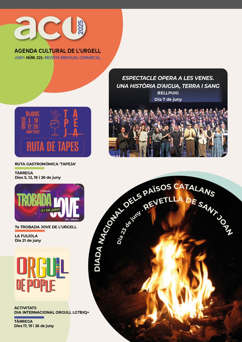 💥 Descobreix l'agenda cultural de juny!

🎉 🎶 Música en viu, tradicions, gastronomia, arts, festes de Sant Joan, actes LGTBIQ+🌈 i molt més t’esperen a #Tàrrega i l'#Urgell

🤩 No et perdis cap esdeveniment!

🔎 Consulta ja totes les activitats a: tarrega.cat/agenda-cultural