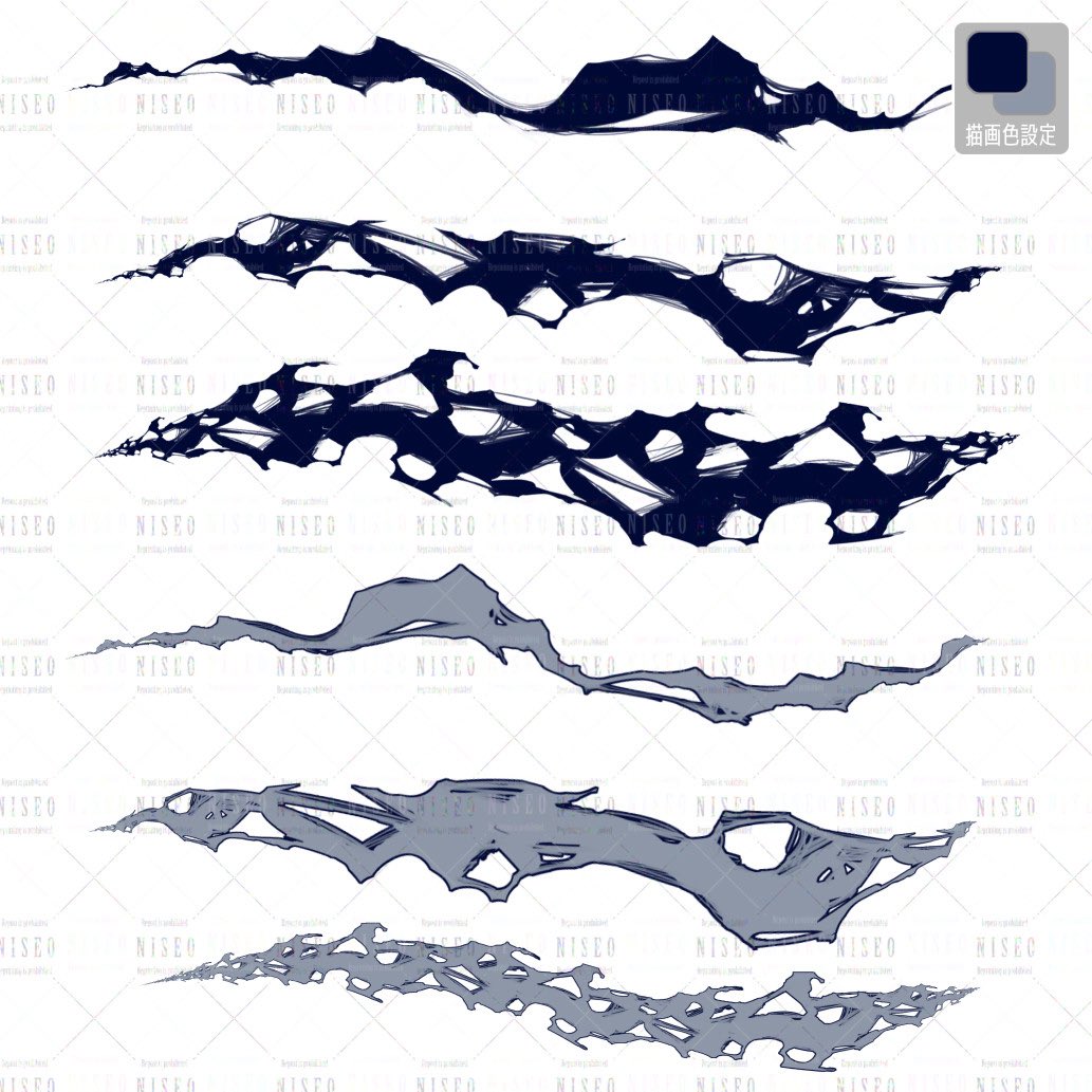 찢어진 천 조각을 그리는 브러시 A brush that draws fragments of a torn cloth (한정무료 limited free) by nise 
assets.clip-studio.com/ko-kr/detail?i… #clipstudio