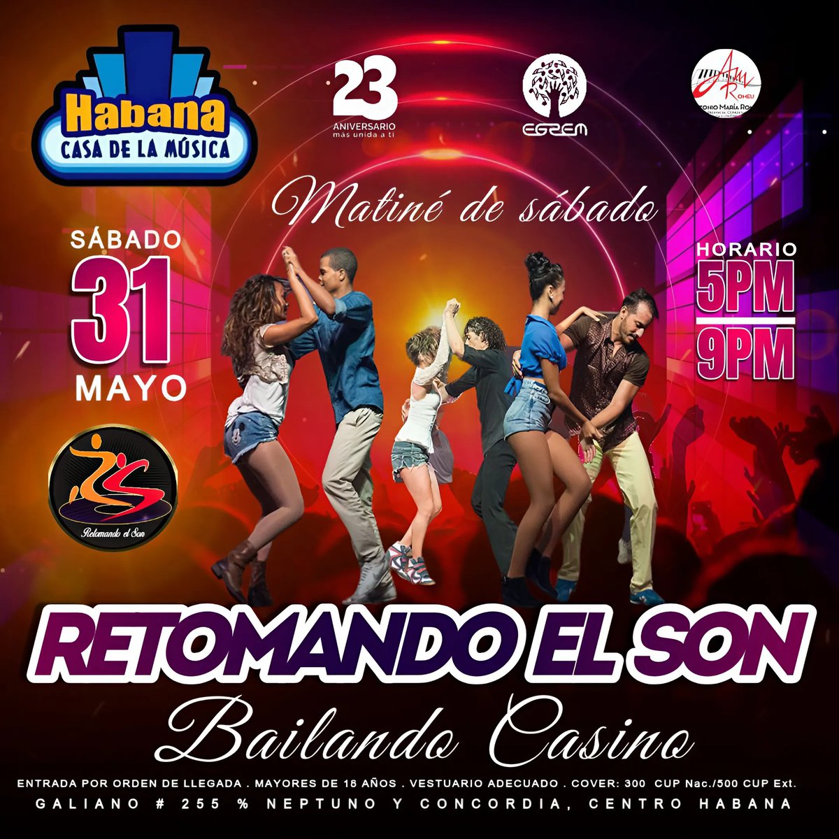 ksamusicahabana's tweet photo. Disfruta intensamente la última matiné de sábado del mes, ven a mover el cuerpo bailando casino 🕺💃 y a seguir juntos #RetomandoElSon 🎶🇨🇺
⏰️ Cuatro horas para sacarle todo el provecho al fin de semana en un espacio lleno de sorpresas y mucha alegría #enelcorazóndelahabana 💝 https://t.co/84AKqEGwKt