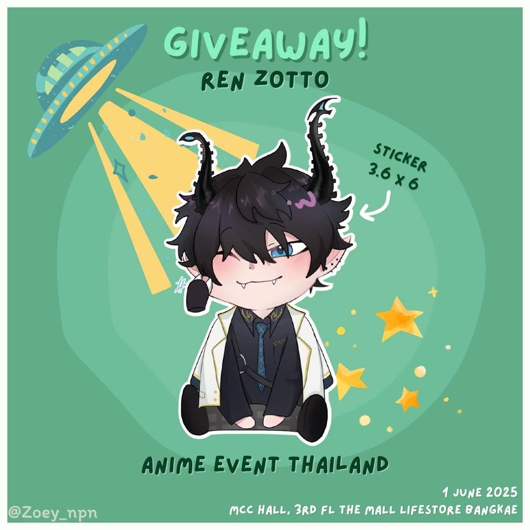 [ 🛸 Giveaway Ren Zotto 💚 ]

✧ Sticker 50 EA ✧
📌 Anime Event Thailand 4
MCC HALL 3rd FL. The Mall Bangkae

ตอนแรกโพสไปนานแล้วแน่ไม่ได้ติดแท็กเลยมาโพสใหม่ค่ะ ใครอยากมารับสามารถ DM มาได้เลยนะคะ!
#ZottoTouchdownTH #AETevent