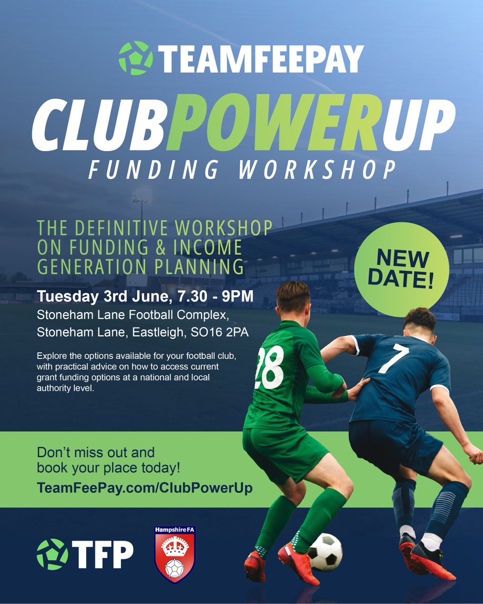 Hampshire FA (@hampshirefa) on Twitter photo π¨ Last change to register!
Our Official Club Support Partners, @TeamFeePay will be hosting a FREE club power-up funding workshop on Tuesday 3rd of June at <a href="/StonehamLaneHFA/">Stoneham Lane Football Complex</a>
Find out more & register π bit.ly/3S6gNC1 π¨ Last change to register!
Our Official Club Support Partners, @TeamFeePay will be hosting a FREE club power-up funding workshop on Tuesday 3rd of June at <a href="/StonehamLaneHFA/">Stoneham Lane Football Complex</a>
Find out more & register π bit.ly/3S6gNC1