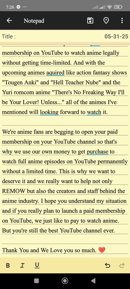 JASims618080's tweet photo. Hi @ItsAnimeJP I would like to thank you for uploading full anime episodes but can you read my message and I hope you understand it. ❤️🤗
#REMOW #anitwt #animetwt #animefan #AnimeYouTube #StreamLegally #YouTube https://t.co/sjk3sfHTr3