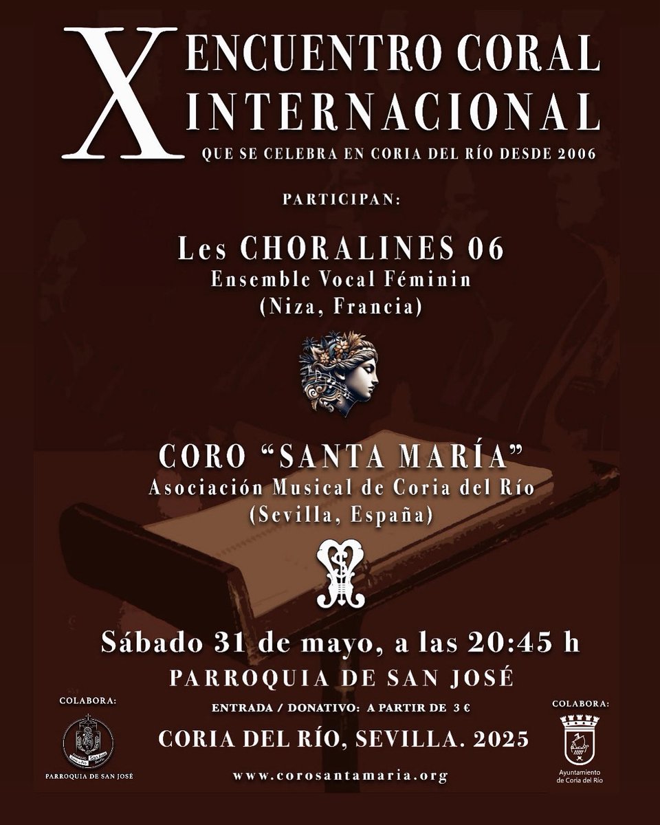 Coro Santa María (@amcsantamaria) on Twitter photo <a href="/AcceptusEventos/">ACCEPTUS Eventos y Producciones</a>
𝐗 𝐄𝐍𝐂𝐔𝐄𝐍𝐓𝐑𝐎 𝐂𝐎𝐑𝐀𝐋 𝐈𝐍𝐓𝐄𝐑𝐍𝐀𝐂𝐈𝐎𝐍𝐀𝐋
Hoy sábado 31 de mayo, a partir de las 20:45 h. En Coria del Río.
🔘 Información: corosantamaria.org/event/x-encuen…
#corosantamaria #coriadelrio #xencuentrocoral #aljarafesevillano <a href="/AcceptusEventos/">ACCEPTUS Eventos y Producciones</a>
𝐗 𝐄𝐍𝐂𝐔𝐄𝐍𝐓𝐑𝐎 𝐂𝐎𝐑𝐀𝐋 𝐈𝐍𝐓𝐄𝐑𝐍𝐀𝐂𝐈𝐎𝐍𝐀𝐋
Hoy sábado 31 de mayo, a partir de las 20:45 h. En Coria del Río.
🔘 Información: corosantamaria.org/event/x-encuen…
#corosantamaria #coriadelrio #xencuentrocoral #aljarafesevillano