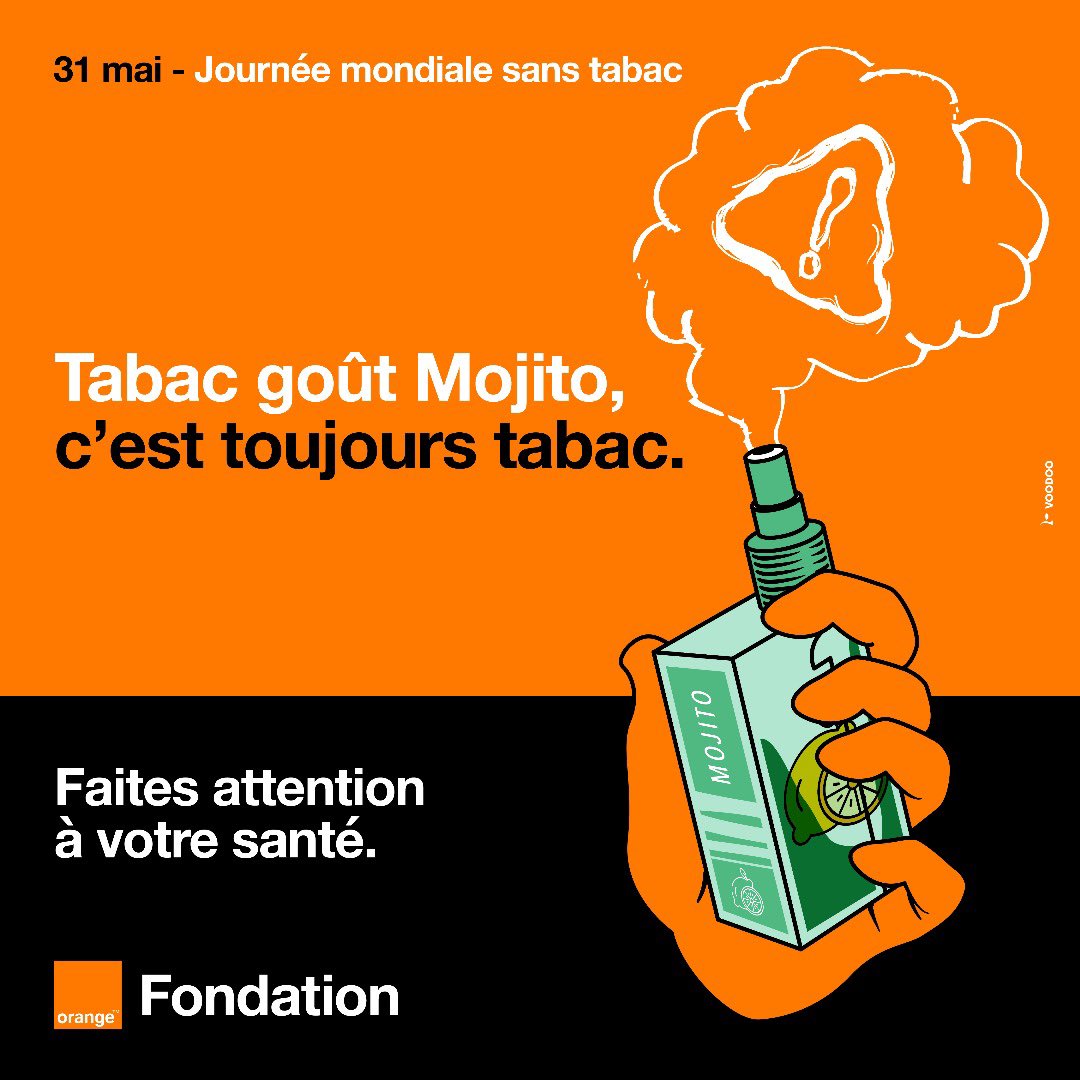 🚭 Arrêter de fumer, c’est possible. Ensemble, faisons le pas.
Cigarettes, chicha, e-cigarettes… le danger est le même.
🎯 Ne nous laissons plus tromper.

#VivreCestPartager #JournéeSansTabac #FondationOrange #OpérateurDigitalEngagé