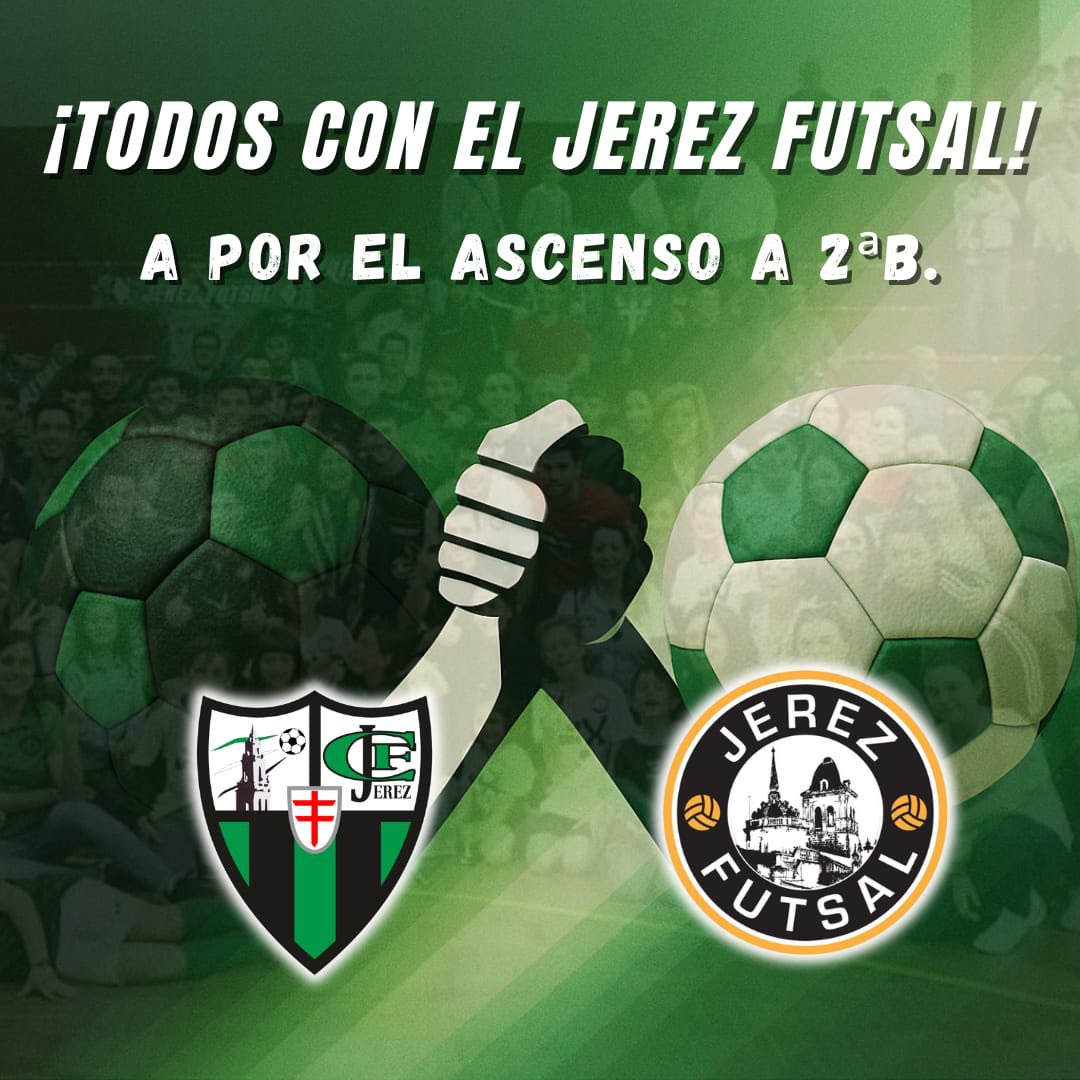 En la tarde de hoy nuestros hermanos del <a href="/JerezFutsal/">JEREZ FUTSAL</a> se juegan el ascenso a 2ª B de fútbol sala en el Pabellón Francisco José Rivera Montero.
Vamos a apoyarles y darles todo el aliento y el apoyo para conseguir el objetivo!