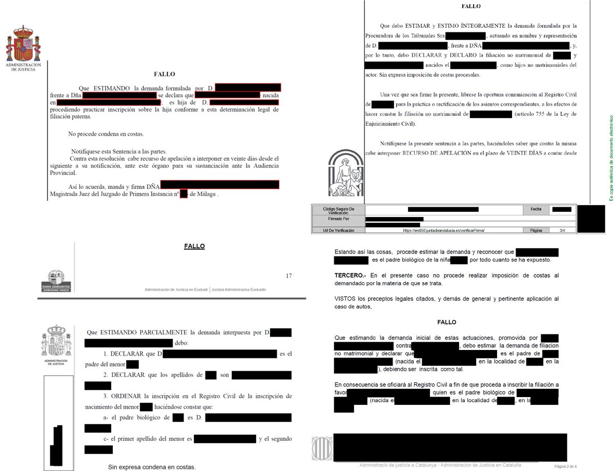 Nuestras sentencias de filiación de este mes d mayo q se acaba: 2 en Andalucía, 1 en Euskadi y otra en Cataluña. ¡Seguimos trabajando con  las familias q se ven obligadas a pasar por 1 juzgado para el reconocimiento de sus hijos!!!