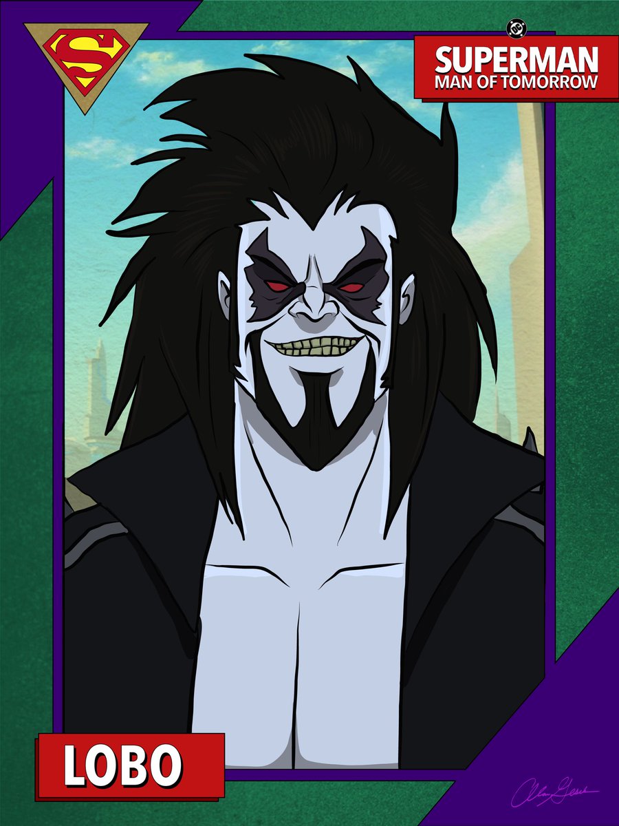 Here is a new #digitalart of <a href="/RamboDonkeyKong/">RYAN HURST</a> as #lobo from the awesome <a href="/Superman/">Superman</a> #manoftomorrow ☄️animated film.

#adobeillustrator #ipadproart Inspired by retro <a href="/DCOfficial/">DC</a> #tradingcardart 🎨 #superman     #manofsteel #dailyplanet