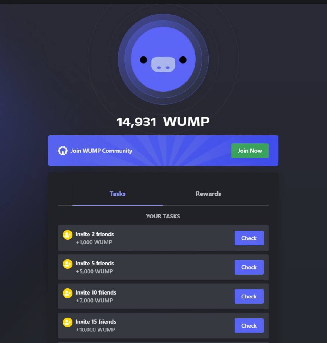 $0 Airdrop for action taker

 If you have old Discord account you can claim WUMP now   

It’s very easy just claim your token below

🔗: wump.xyz/join?ref=82646…

Link up your Discord 
 •Knock out tasks and collect those sweet $WUMP rewards