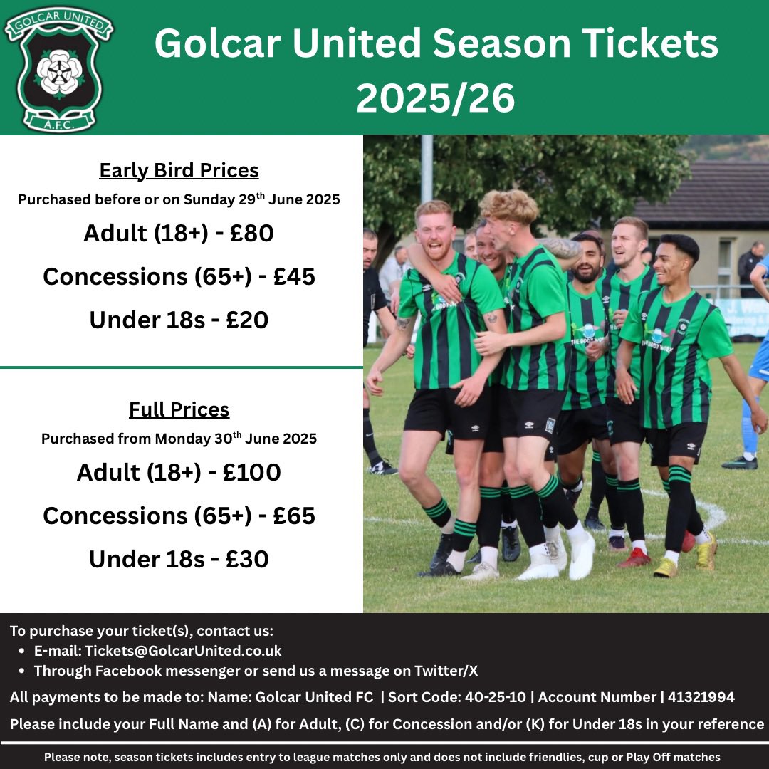 🐦 Just under a month left until our early bird price ends.

Contact the club through the means below if you have any questions.

We can’t wait to get back to it!

Up the Village! 🟢⚫️