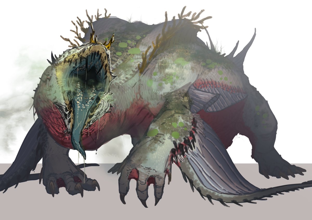 「#やじるのらくがき #creaturedesign 沼地の異龍みたいな感じで… 」|YAZIRI_artのイラスト