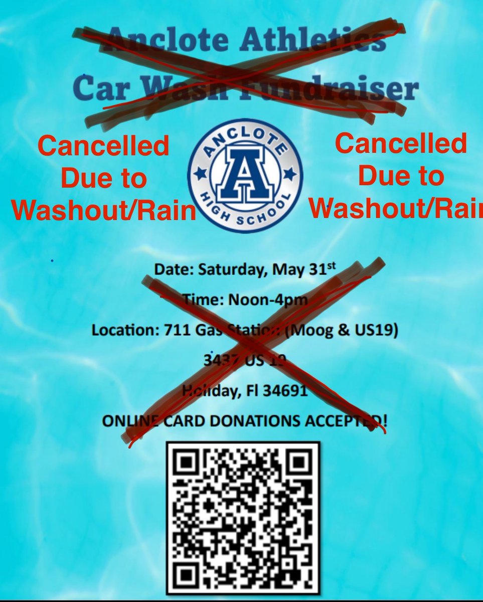 AHS Athletics (@shark_sports22) on Twitter photo Regretfully we will CANCEL the car wash for today. With the morning downpour, business may be light. <a href="/AncloteSharks/">AHS Sharks</a> Regretfully we will CANCEL the car wash for today. With the morning downpour, business may be light. <a href="/AncloteSharks/">AHS Sharks</a>