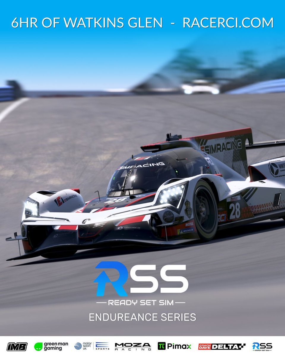 Racing Club International (@rci_racing) on Twitter photo It's race day for Round 4 of the <a href="/readysetsim/">Ready Set Sim</a> Endurance Series - 6 hours of Watkins Glen!
Half way through the season with the championship in both GTP and GTD wide open! This is one you don't want to miss!
LIVE NOW!
Youtube youtube.com/@RCITV/streams
Twitch twitch.tv/rci_tv It's race day for Round 4 of the <a href="/readysetsim/">Ready Set Sim</a> Endurance Series - 6 hours of Watkins Glen!
Half way through the season with the championship in both GTP and GTD wide open! This is one you don't want to miss!
LIVE NOW!
Youtube youtube.com/@RCITV/streams
Twitch twitch.tv/rci_tv