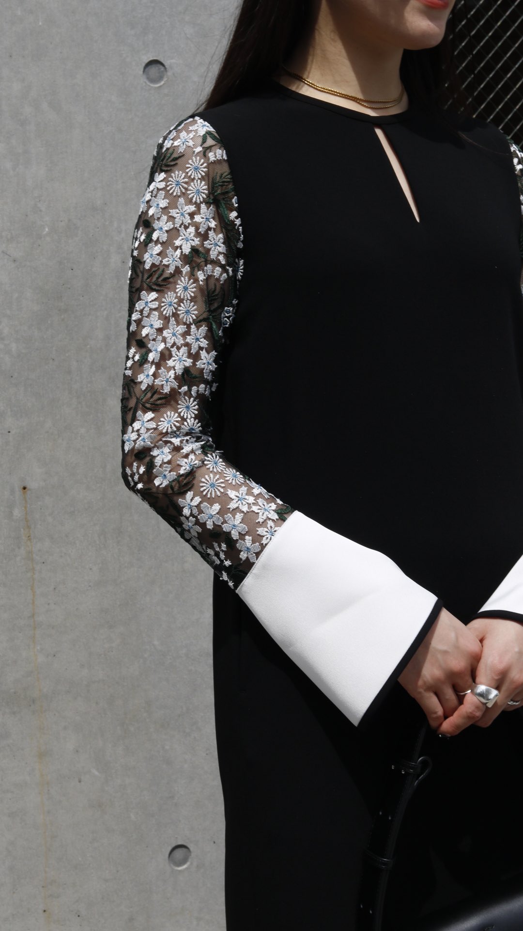 mamekurogouchi Floral Lace-Sleeve Dress Floral Lace